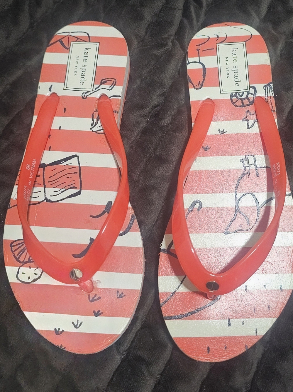 kate spade Coral Stripe Women's Flip Flops